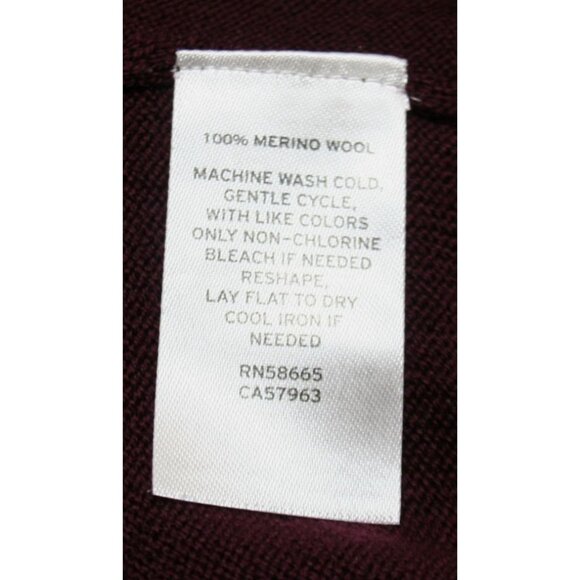 Nordstrom Mens Large V-Neck Sweater Burgundy Washable Merino Wool Classic Layer - Picture 3 of 7